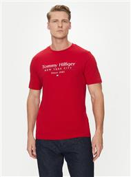 T-SHIRT CENTER STACK MW0MW38621 ΚΟΚΚΙΝΟ REGULAR FIT TOMMY HILFIGER