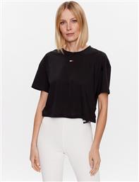 T-SHIRT ESSENTIALS S10S101670 ΜΑΥΡΟ CROPPED FIT TOMMY HILFIGER από το MODIVO