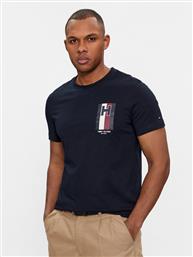 T-SHIRT H EMBLEM TEE MW0MW33687 ΣΚΟΥΡΟ ΜΠΛΕ SLIM FIT TOMMY HILFIGER από το MODIVO