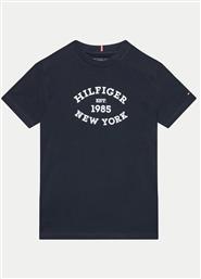 T-SHIRT MONOTYPE FLOCK KB0KB08658 ΣΚΟΥΡΟ ΜΠΛΕ REGULAR FIT TOMMY HILFIGER