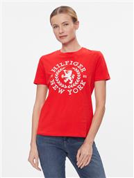 T-SHIRT REG CREST C-NK TEE SS WW0WW41058 ΚΟΚΚΙΝΟ REGULAR FIT TOMMY HILFIGER
