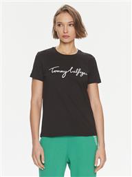 T-SHIRT SIGNATURE WW0WW41674 ΜΑΥΡΟ REGULAR FIT TOMMY HILFIGER