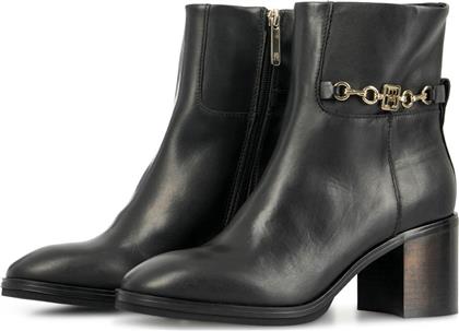 TH CHAIN LEATHER MID HEEL BOOTIE FW0FW08183 - THBDS TOMMY HILFIGER