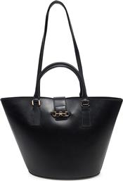 ΤΣΑΝΤΑ HERITAGE LEATHER TOTE AW0AW17209 ΜΑΥΡΟ TOMMY HILFIGER