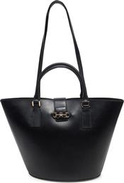 ΤΣΑΝΤΑ HERITAGE LEATHER TOTE AW0AW17209 ΜΑΥΡΟ TOMMY HILFIGER