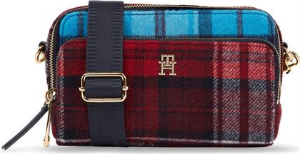 ΤΣΑΝΤΑ ICONIC TOMMY CAMERA BAG CHECK C AW0AW15206 ΜΠΟΡΝΤΟ TOMMY HILFIGER