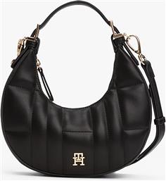 ΤΣΑΝΤΑ ΩΜΟΥ ΜΕ ΚΑΠΙΤΟΝΕ ΣΧΕΔΙΟ ΚΑΙ ΜΕΤΑΛΛΙΚΟ MONOGRAM ''FEMININE'' - AW0AW17635 ΜΑΥΡΟ TOMMY HILFIGER