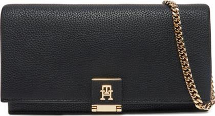 ΤΣΑΝΤΑ TH HER FLAP W/CHAIN AW0AW17403 ΜΑΥΡΟ TOMMY HILFIGER