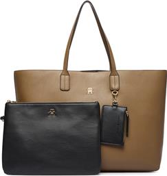 ΤΣΑΝΤΑ TH ICON TOTE AW0AW18173 ΚΑΦΕ TOMMY HILFIGER