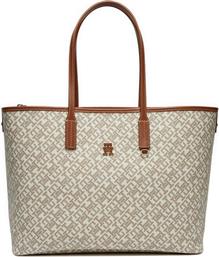 ΤΣΑΝΤΑ TH MONOPLAY LEATHER TOTE AW0AW17379 ΕΚΡΟΥ TOMMY HILFIGER