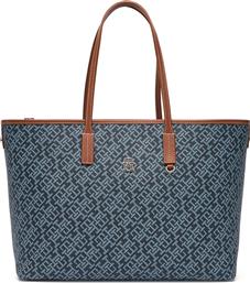 ΤΣΑΝΤΑ TH MONOPLAY LEATHER TOTE AW0AW17416 ΣΚΟΥΡΟ ΜΠΛΕ TOMMY HILFIGER