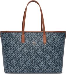 ΤΣΑΝΤΑ TH MONOPLAY LEATHER TOTE AW0AW17416 ΣΚΟΥΡΟ ΜΠΛΕ TOMMY HILFIGER