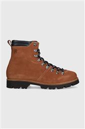 WORKERS ΣΟΥΕΤ HILFIGER W MIX SUEDE HOOKS BOOT ΧΡΩΜΑ: ΚΑΦΕ, FM0FM04764 F3FM0FM04764 TOMMY HILFIGER