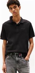 ΑΝΔΡΙΚΗ ΜΠΛΟΥΖΑ ΠΟΛΟ ΜΕ WAFFLE PATTERN ΚΑΙ ΚΕΝΤΗΜΕΝΟ LOGO REGULAR FIT - DM0DM21935 ΜΑΥΡΟ TOMMY JEANS