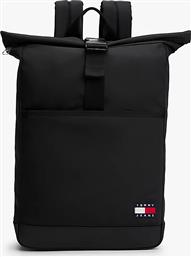 ΑΝΔΡΙΚΟ BACKPACK ΜΕ ΛΟΓΟΤΥΠΟ ''ESSENTIAL ROLL-TOP'' - AM0AM13401 ΜΑΥΡΟ TOMMY JEANS