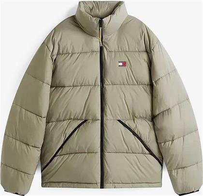 ΑΝΔΡΙΚΟ ΜΠΟΥΦΑΝ ΜΟΝΟΧΡΩΜΟ ΜΕ ΚΑΠΙΤΟΝΕ ΣΧΕΔΙΟ ΚΑΙ ΛΟΓΟΤΥΠΟ - DM0DM22040 ΠΡΑΣΙΝΟ ΜΕΝΤΑΣ TOMMY JEANS