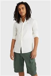 ΑΝΔΡΙΚΟ ΠΟΥΚΑΜΙΣΟ ΜΟΝΟΧΡΩΜΟ STRETCH SLIM FIT - DM0DM04405 ΛΕΥΚΟ TOMMY JEANS