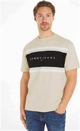 ΑΝΔΡΙΚΟ T-SHIRT ΜΕ CONTRAST ΛΕΠΤΟΜΕΡΕΙΑ ΚΑΙ ΛΟΓΟΤΥΠΟ REGULAR FIT - DM0DM19213 ΜΠΕΖ TOMMY JEANS