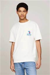 ΑΝΔΡΙΚΟ T-SHIRT ΜΕ GRAPHIC PRINT ΣΤΗΝ ΠΛΑΤΗ REGULAR FIT - DM0DM18548 ΛΕΥΚΟ TOMMY JEANS