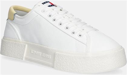 ΑΘΛΗΤΙΚΑ FLATFORM CANVAS SNEAKER ΧΡΩΜΑ: ΑΣΠΡΟ, EN0EN02792 TOMMY JEANS