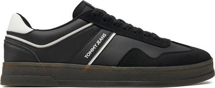 ΑΘΛΗΤΙΚΑ LEATHER RETRO CUPSOLE EM0EM01414 ΜΑΥΡΟ TOMMY JEANS