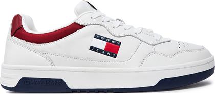 ΑΘΛΗΤΙΚΑ (NEW)TJM CUPSOLE LEATHER ESS EM0EM01443 ΛΕΥΚΟ TOMMY JEANS