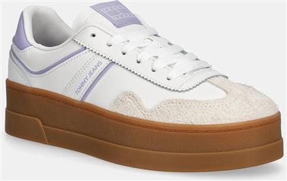 ΑΘΛΗΤΙΚΑ THE GREENWICH FLATFORM ΧΡΩΜΑ: ΑΣΠΡΟ, EN0EN02807 TOMMY JEANS