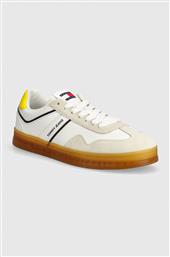 ΑΘΛΗΤΙΚΑ TJM LEATHER RETRO CUPSOLE ΧΡΩΜΑ: ΑΣΠΡΟ, EM0EM01414 TOMMY JEANS