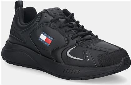ΑΘΛΗΤΙΚΑ TJM RUNNER LEATHER ΧΡΩΜΑ: ΜΑΥΡΟ, EM0EM01621 TOMMY JEANS