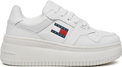 ΑΘΛΗΤΙΚΑ TJW RETRO BASKET FLATFORM ESS EN0EN02506 ΛΕΥΚΟ TOMMY JEANS