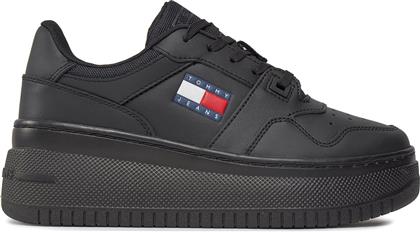 ΑΘΛΗΤΙΚΑ TJW RETRO BASKET FLATFORM ESS EN0EN02506 ΜΑΥΡΟ TOMMY JEANS