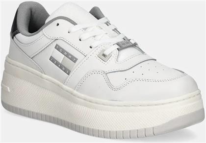 ΑΘΛΗΤΙΚΑ TJW RETRO BASKET FLATFORM METAL ΧΡΩΜΑ: ΑΣΠΡΟ, EN0EN02607 TOMMY JEANS