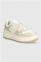 ΑΘΛΗΤΙΚΑ TJW RETRO BASKET FLATFORM VELCRO ΧΡΩΜΑ: ΜΠΕΖ, EN0EN02573 TOMMY JEANS