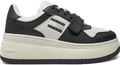 ΑΘΛΗΤΙΚΑ TJW RETRO BASKET FLATFORM VELCRO EN0EN02573 ΜΑΥΡΟ TOMMY JEANS