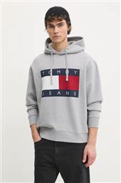 ΜΠΛΟΥΖΑ ΧΡΩΜΑ: ΓΚΡΙ, ΜΕ ΚΟΥΚΟΥΛΑ, DM0DM21174 TOMMY JEANS