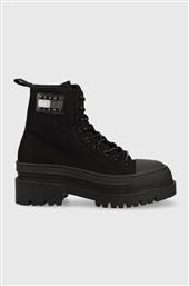 ΜΠΟΤΑΚΙΑ TJW FOXING CANVAS BOOT ΧΡΩΜΑ: ΜΑΥΡΟ, EN0EN02216 F3EN0EN02216 TOMMY JEANS