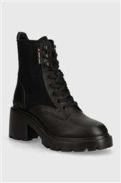 ΜΠΟΤΑΚΙΑ TJW MID HEEL BOOT MIX MEDIA ΧΡΩΜΑ: ΜΑΥΡΟ, EN0EN02556 TOMMY JEANS