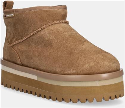 ΜΠΟΤΕΣ ΧΙΟΝΙΟΥ ΣΟΥΕΤ TJW FLATFORM SNOW BOOT SUEDE ΧΡΩΜΑ: ΜΠΕΖ, EN0EN02841 TOMMY JEANS