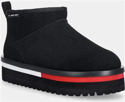 ΜΠΟΤΕΣ ΧΙΟΝΙΟΥ ΣΟΥΕΤ TJW FLATFORM SNOW BOOT SUEDE ΧΡΩΜΑ: ΜΑΥΡΟ, EN0EN02841 TOMMY JEANS