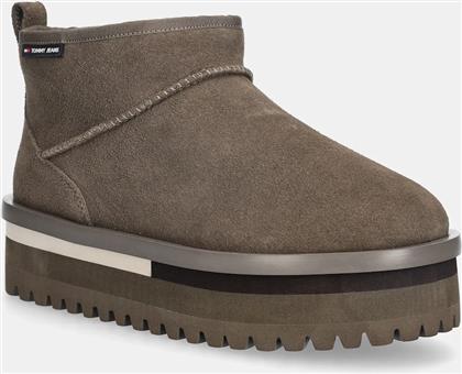 ΜΠΟΤΕΣ ΧΙΟΝΙΟΥ ΣΟΥΕΤ TJW FLATFORM SNOW BOOT SUEDE ΧΡΩΜΑ: ΠΡΑΣΙΝΟ, EN0EN02841 TOMMY JEANS