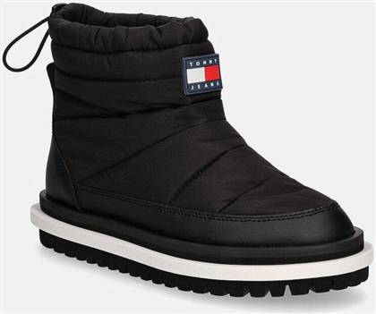 ΜΠΟΤΕΣ ΧΙΟΝΙΟΥ TJW PADDED FLAT BOOT WL ΧΡΩΜΑ: ΜΑΥΡΟ, EN0EN02725 TOMMY JEANS