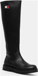 ΜΠΟΤΕΣ TJW LONG SHAFT BOOT ΧΡΩΜΑ: ΜΑΥΡΟ, EN0EN02627 TOMMY JEANS