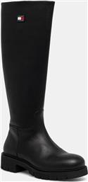 ΜΠΟΤΕΣ TJW STRETCHY LONG SHAFT ΧΡΩΜΑ: ΜΑΥΡΟ, EN0EN02828 TOMMY JEANS