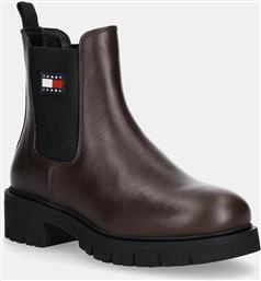 ΜΠΟΤΕΣ ΤΣΕΛΣΙ TJW CHELSEA LEATHER BOOT ΧΡΩΜΑ: ΚΑΦΕ, EN0EN02825 TOMMY JEANS