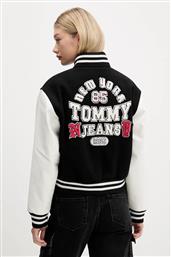 ΜΠΟΥΦΑΝ BOMBER ΜΕ ΜΑΛΛΙ ΧΡΩΜΑ: ΜΑΥΡΟ, DW0DW21628 TOMMY JEANS