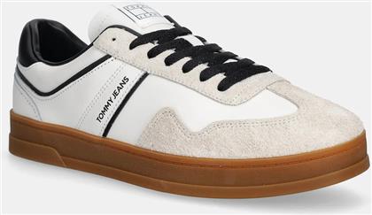 ΔΕΡΜΑΤΙΝΑ ΑΘΛΗΤΙΚΑ ΠΑΠΟΥΤΣΙΑ THE GREENWICH LEATHER ΧΡΩΜΑ: ΜΠΕΖ, EM0EM01587 TOMMY JEANS