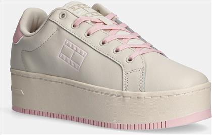 ΔΕΡΜΑΤΙΝΑ ΑΘΛΗΤΙΚΑ ΠΑΠΟΥΤΣΙΑ TJW FLATFORM ESS ΧΡΩΜΑ: ΜΑΥΡΟ, EN0EN02518 TOMMY JEANS