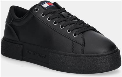 ΔΕΡΜΑΤΙΝΑ ΑΘΛΗΤΙΚΑ ΠΑΠΟΥΤΣΙΑ TJW FLATFORM SNEAKER ΧΡΩΜΑ: ΜΑΥΡΟ, EN0EN02698 TOMMY JEANS