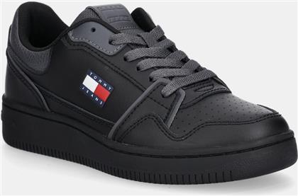ΔΕΡΜΑΤΙΝΑ ΑΘΛΗΤΙΚΑ ΠΑΠΟΥΤΣΙΑ TJW RETRO BASKET SNEAKER ΧΡΩΜΑ: ΜΑΥΡΟ, EN0EN02839 TOMMY JEANS