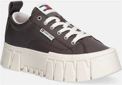 ΔΕΡΜΑΤΙΝΑ ΑΘΛΗΤΙΚΑ ΠΑΠΟΥΤΣΙΑ TJW VULC FLATFORM LEATHER TOMMY JEANS